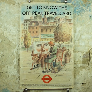 Pôster vintage do metrô de Londres, cartão de viagem dos anos 80, história autêntica de Londres, arte de parede turística de viagens e turismo