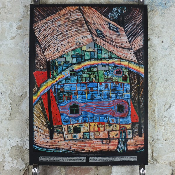 1983 Friedensreich Hundertwasser Poster, Rainbow House, Regenbogenhaus 1977, wall art decor