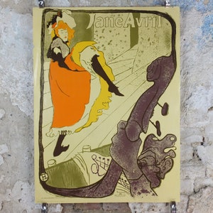 Poster di Toulouse-Lautrec degli anni '70, Jane Avril, Jarden de Paris, Can-can dancing, concesso in licenza ad Athena, art deco nouveau, arredamento artistico murale