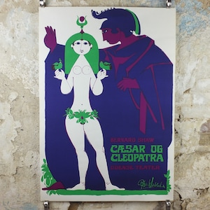 1974 Bjørn Wiinblad plakat, Cezar i Kleopatra, George Bernhard Shaw, Odense Theatre, dekoracja ścienna teatru