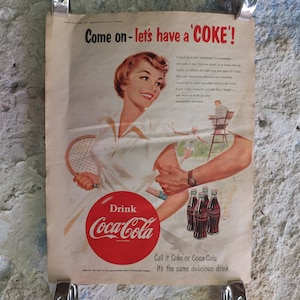 Originale Vintage Cocacola Coca Coke Poster Advertising Coca Cola bevanda soda pop Coca-Cola gassata bottiglia stampa parete arte retrò anni '50