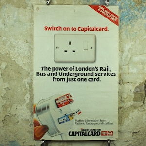 Pôster vintage do metrô de Londres, Capitalcard dos anos 80, 1985, história autêntica de Londres, arte de parede turística de viagens e turismo