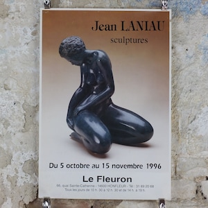 1996 Jean Laniau Poster, sculpture, female form, French artist, gallery exhibition, wall art decor
