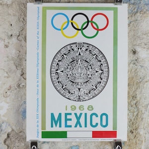 Vintage Olympische Spiele Mexiko City Mexiko Poster Ringe Sport Sport International Sommer Wand Kunst Reprint 1970er Jahre