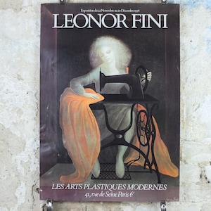 1978 Affiche Leonor Fini, Machine à coudre, Galerie surréaliste La Machine à Coudre exposition, décor dart mural image 1