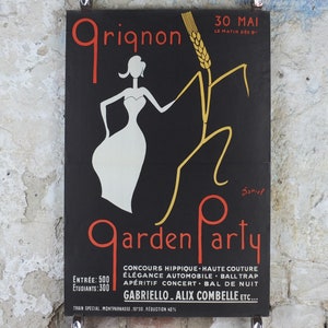 Plakat z imprezą w ogrodzie Gringon z lat 50., AgroParisTech, École Nationale supérieure d'Agronomie de Grignon, letni bal, taniec, dekoracje ścienne