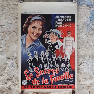 Original Vintage Belgian Movie Poster 1950s The Family Secret birthday mid century Fifties 50s wall art affiche de film