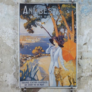 Poster Antibes Cote d'Azure, SNSF Französisch Riviera, Reproduktion aus den 1980er Jahren, wall art decor
