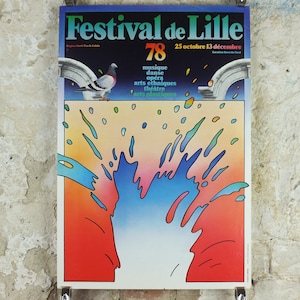 1978 Festival de Lille Poster, arts, music and theatre by Jacques Leclereq, wall art decor