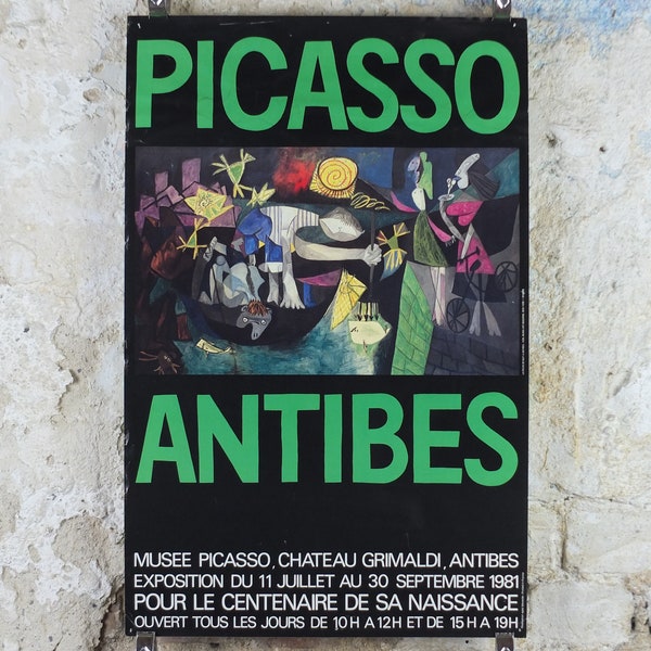 1981 Pablo Picasso Poster, Night fishing at the Antibes, MoMa Period Surrealism, Spanish painter, wall art decor