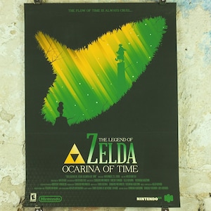 Vintage Ocarina of Time Poster, Legend of Zelda, Signed Limited Edition by Marinko Milosevski, Nintendo, Movie Poster, wall art 1990s-2000s