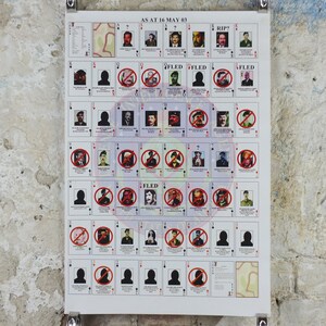 Original Irak-Krieg-Plakat, Deck der Karten am meisten gesucht ab dem 16. Mai 2003, Golfkrieg, Operation enduring Freedom, Druck Wandkunst Dekor 2000er Jahre