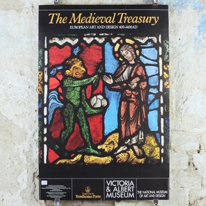 1987 V&A Museum Poster, The Temptation of Christ by the Devil, Medieval Treasury, Victoria and Albert, Galerie Ausstellung Wand Kunst Dekor