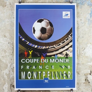 1998 World Cup Poster, Montpellier France 98, Coupe du Monde, by V Solsona, football, soccer, 70cm x 50cm, original sport wall art decor