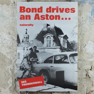 Limited Edition &quot;Bond drives an Aston Martin&quot; Poster, DB5 Thunderball, 234 of 400, 007 James Bond, Sean Connery, Ian Fleming, wall art decor