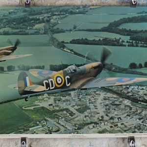 1969 Cartel de la Batalla de Gran Bretaña, Supermarine Spitfire, cazas WW2, Royal Air Force RAF, spitfire Productions impresión, decoración de arte mural