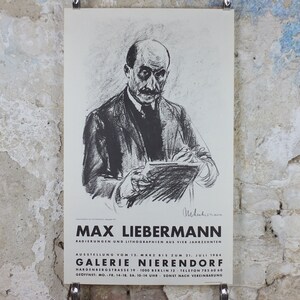 1984 Cartel de Max Liebermann, Autorretrato con bloc de dibujo 1912, Berlín Secesión expresionista, exposición de galería de artistas, decoración de arte mural