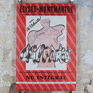 Póster Oh Paris de los años 70, del Elysee Theatre Montmartre, de la obra de vanguardia Oh! ¡Calcuta! decoración de arte de pared