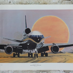 1980 DC10 McDonnell Douglas Poster, British Caledonian &quot;Where Next?&quot; by F Vernon, DC-10-30, Aviation, travel wall art decor
