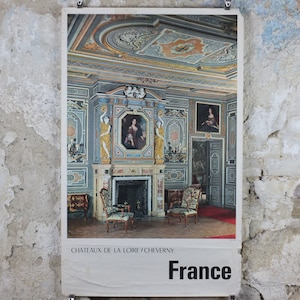 1950 年代のフランス ロワール渓谷の旅行ポスター、シュヴェルニー城、旅行観光、壁アート装飾