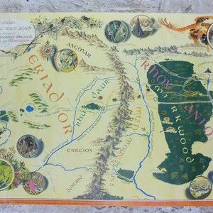 1977 Vintage Karte von Mittelerde Poster, J.R.R. Tolkien, von Pauline Baynes, 6te Impression, Herr der Ringe, Der Hobbit, Fantasy-Wandkunst