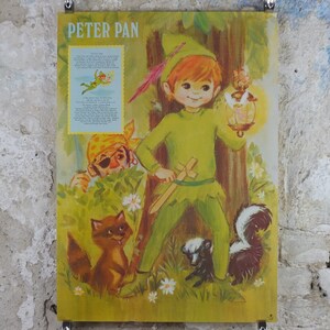 1970 Peter Pan Nursery Poster, Filastrocca vintage, da biglietti di auguri Rustcraft, decorazione artistica murale
