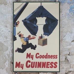 1990s Guinness Poster, My Goodness My Guinness, vintage from Guinness Museum, 1938 Advertising campaign Wall art by Gilroy retro 1990s