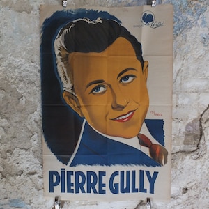 Originale vintage francese cantante Pierre Gully Poster crooner intrattenimento stile moda Stampa pubblicitaria slick deco nouveau wall art anni '30