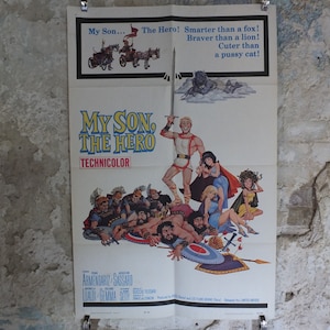 Poster originale di film vintage Mio figlio l'eroe 1962 1960 wall art Walt Disney cartoon spada battaglia guerra US un foglio cinema film memorabilia
