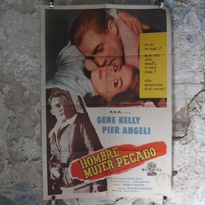 Cartel original de la película vintage The Devil Makes Three 1952 1950 arte mural Argentina Gene Kelly Español US una película de cine de una hoja recuerdos
