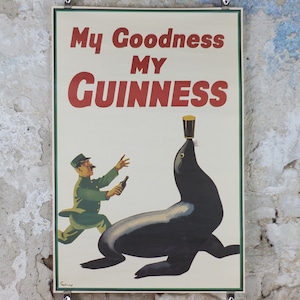 Stary plakat Guinnessa, My Goodness My Guinness, Seal, z Muzeum Guinnessa, 1935 r. Kampania reklamowa Sztuka ścienna Gilroy retro decor lata 90. XX w.