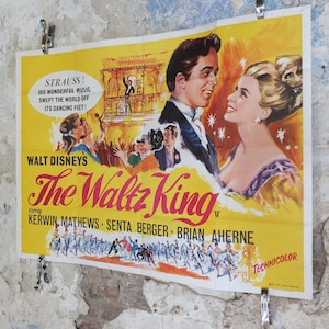 Poster originale di film vintage Il valzer Re Johann Strauss Walt Disney quad wall dance ball ballroom art print cinema 1964 anni '60