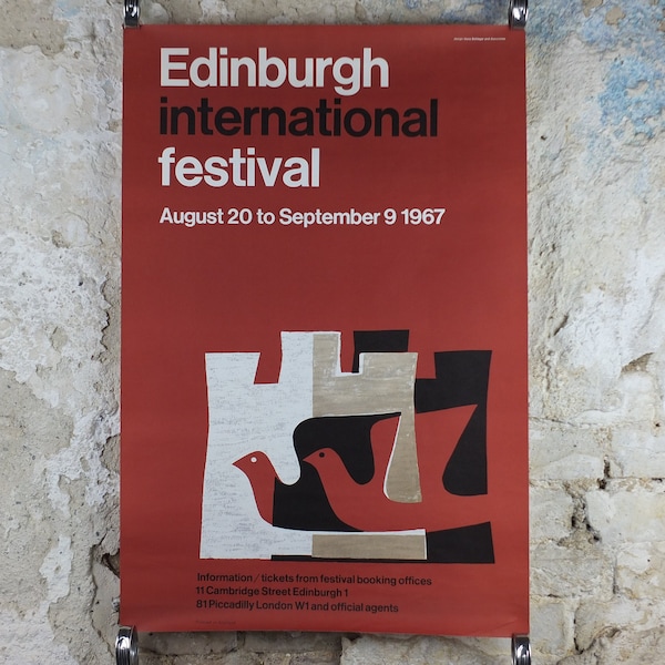 1967 Edinburgh International Festival Poster, Scottish Arts Festival, classical music and performing arts, wall art decor