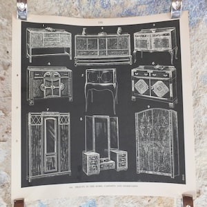 Original Vintage britischen Macmillan schwarz und weiß pädagogische Poster - Schränke und Sideboards - Küche Essen Druck Wandkunst 1938 1930er Jahre