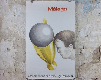 1982 World Cup Poster, Malaga Spain 82 Espana, Copa del Mundo de futbol, Richard Topor, football, soccer, original sport wall art decor