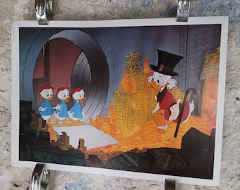 Vintage 1970s Reprint Poster Uncle Scrooge and nephews Poster Walt Disney wall art cinema film movie memorabilia pop art popart 1977