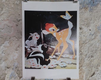 Vintage 1970s Reprint Poster Bambi Poster Walt Disney wall art cinema film movie memorabilia pop art popart 1977