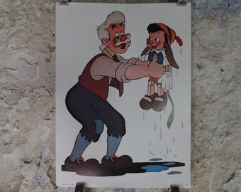 Vintage 1970s Reprint Poster Pinocchio Poster Walt Disney wall art cinema film memorabilia pop art popart 1977