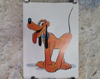 Vintage 1970s Reprint Poster Pluto Poster Walt Disney wall art cinema film movie memorabilia pop art popart 1977