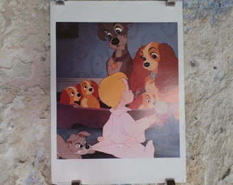 Vintage 1970s Reprint Poster The Lady and the Tramp Poster Walt Disney wall art cinema film movie memorabilia pop art popart 1977