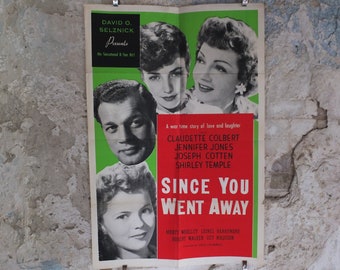 Original Vintage Movie Poster Shirley Temple Since you went away 1944 1940s war green love wall art US one sheet cinema film memorabilia