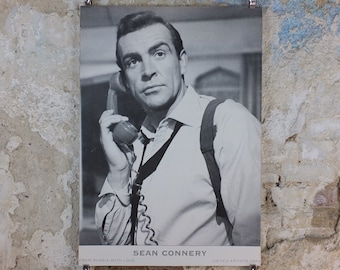 1995 James Bond Poster, Sean Connery as 007, "From Russia with Love", monochrome, Ian Fleming, wall art decor