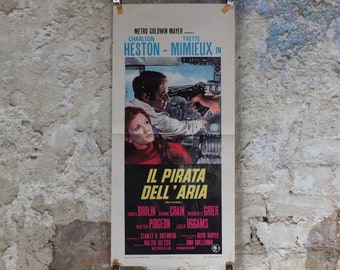 Original Vintage Italian Movie Poster Hijacked Il Pirata Dell 'Aria 1972 Charlton Heston James Brolin wall art print