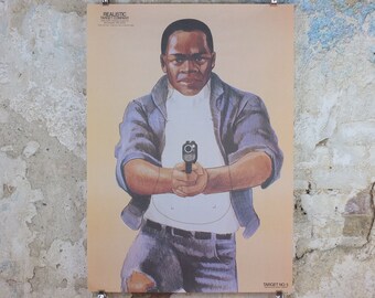 2006 Vintage Criminal Target Poster, #5 Realistic Target Company, Minneapolis, Law Enforcement, comic cartoon gun police, wall art decor