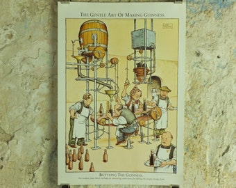 Original Vintage Gentle Art of Making Guinness Poster Bottling the Guinness advertising ale Irish stout beer print wall art retro 1980s
