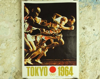 Vintage Olympic Games Tokyo Japan Poster rings sports sport international summer wall art reprint 1970s