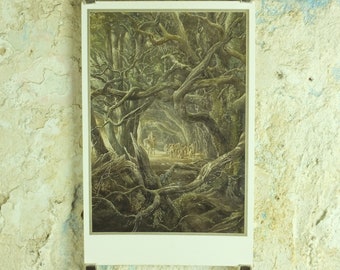 1997 Mirkwood Poster, by Alan Lee, At the Forest Gate from The Hobbit, J.R.R. Tolkien, illustration print wall art decor