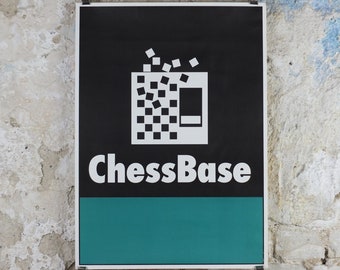 1990s Chessbase Poster, advertising for online chess company, wall art decor