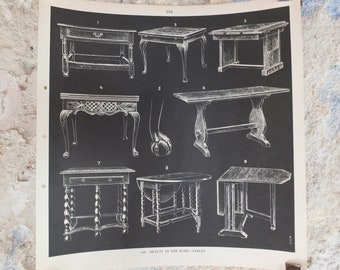 Original Vintage British Macmillan Black and White Educational Poster - Tables - Kitchen Dining print wall art retro 1938 1930s