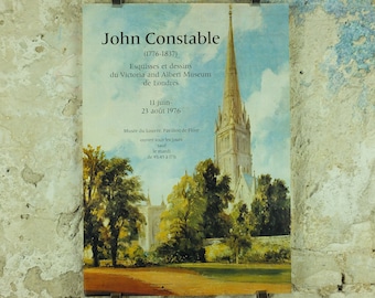 Vintage John Constable Poster, Louvre exhibition in 1976 from the Victoria & Albert Museum, gallery exhibition wall art